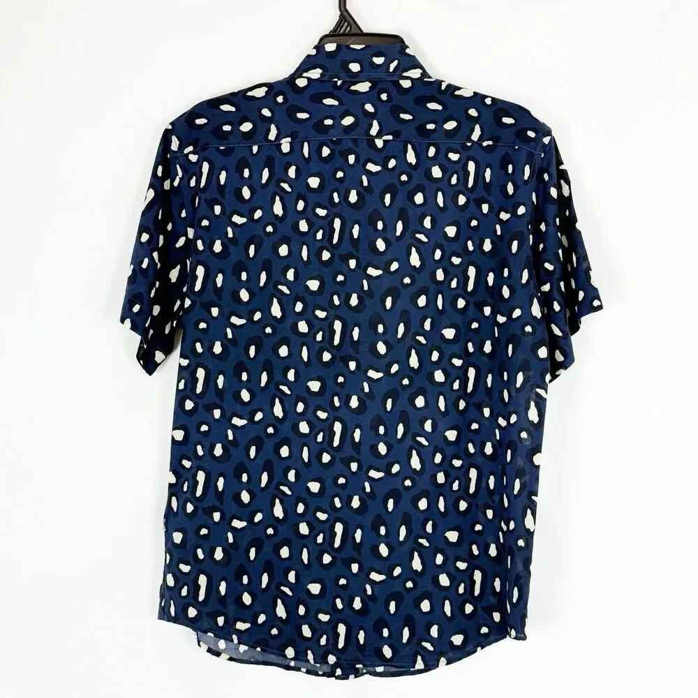 Banana Republic Mens Small Untucked Slim Fit Dress Shirt Navy Blue
